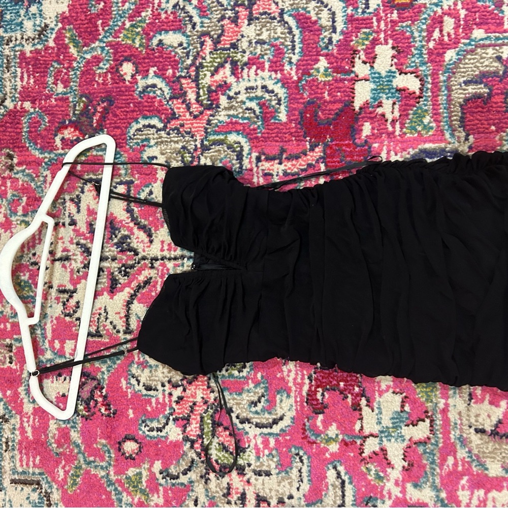 Black Ruched Spaghetti Strap Dress